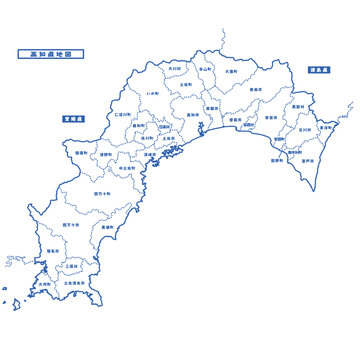 高知県地図 シンプル白地図 市区町村 Stock Vector Adobe Stock
