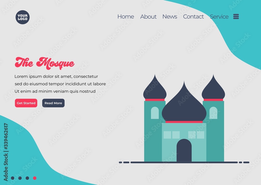 Fototapete landing page template of mosque illustration. modern flat design concept of web page design for webs