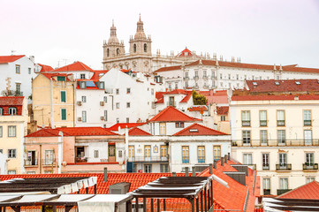Lisbon cityscape, view of the old town Alfama, Portugal,