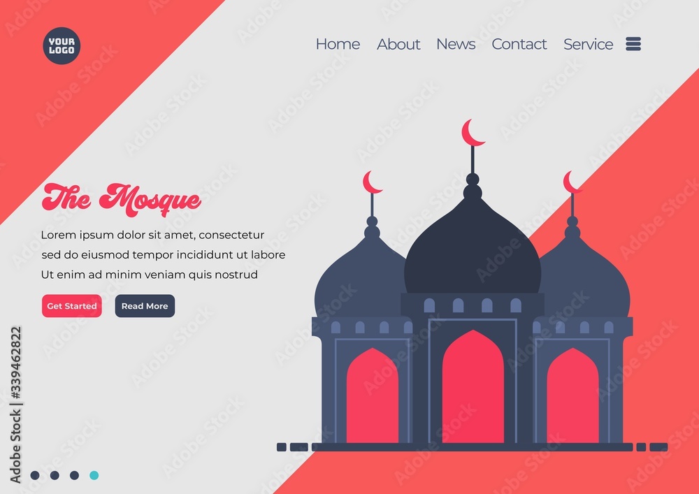Fototapete landing page template of mosque illustration. modern flat design concept of web page design for webs