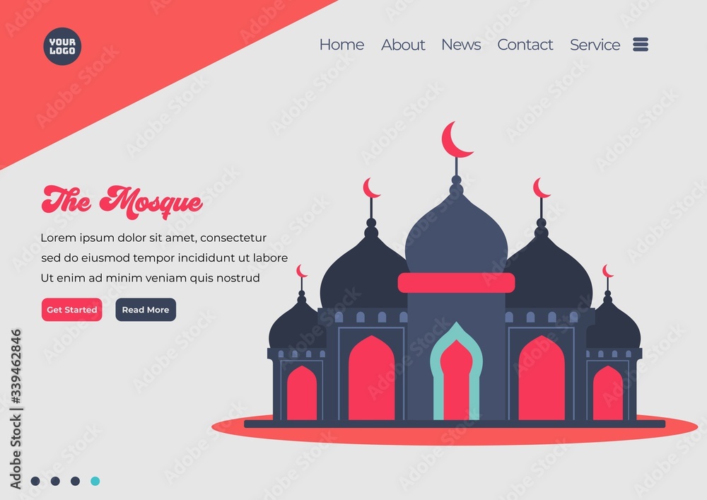 Fototapete landing page template of mosque illustration. modern flat design concept of web page design for webs