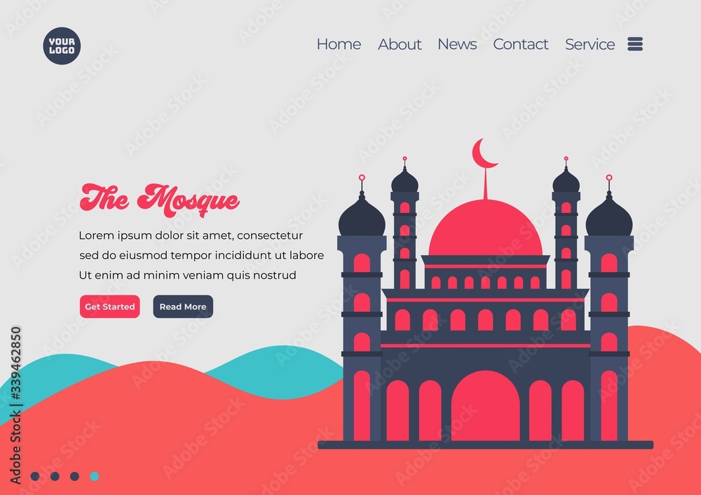 Fototapete landing page template of mosque illustration. modern flat design concept of web page design for webs