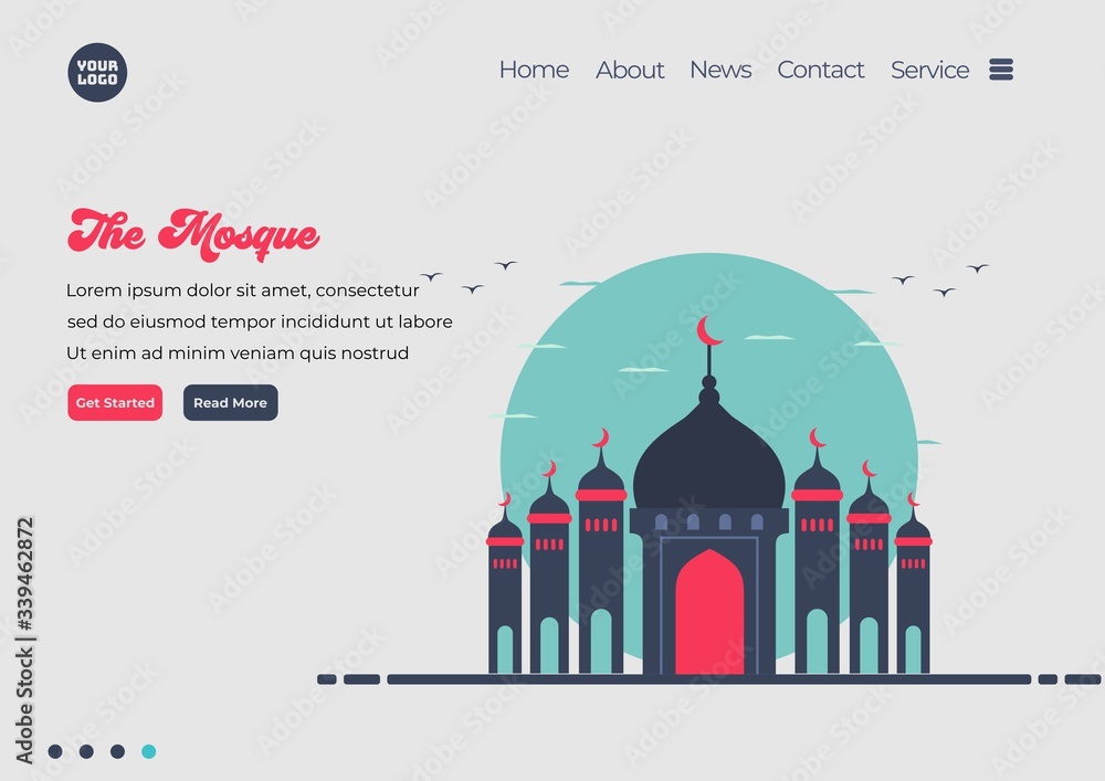 Fototapete landing page template of mosque illustration. modern flat design concept of web page design for webs