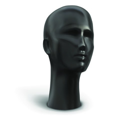 Head of female mannequin black color. Vector illustration.