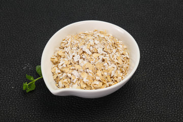 Raw oats in the bowl