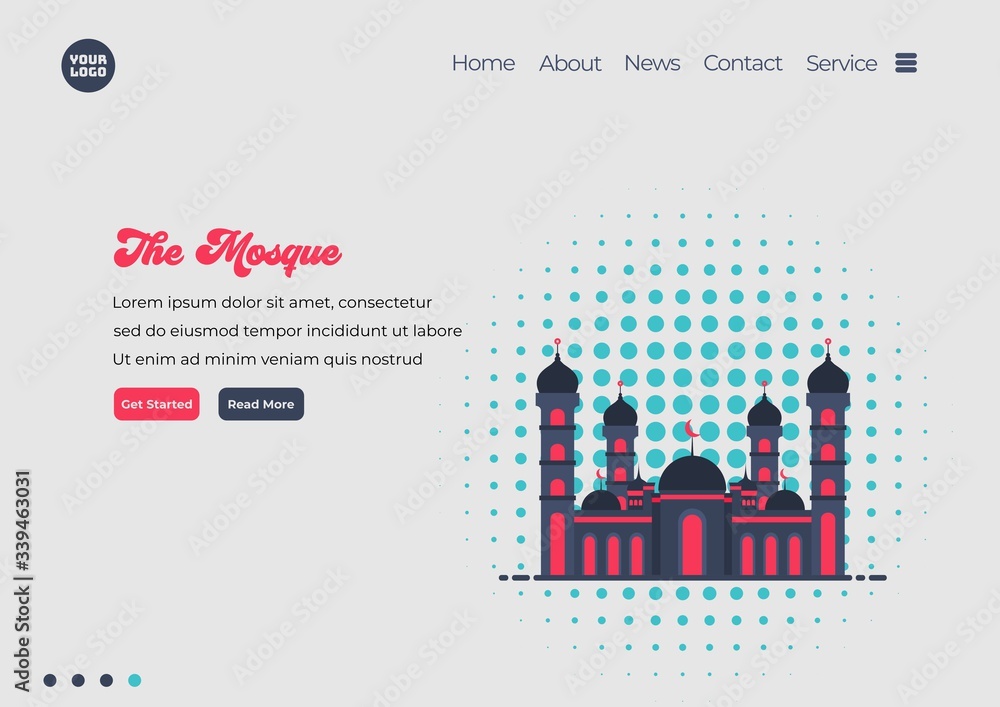 Fototapete landing page template of mosque illustration. modern flat design concept of web page design for webs