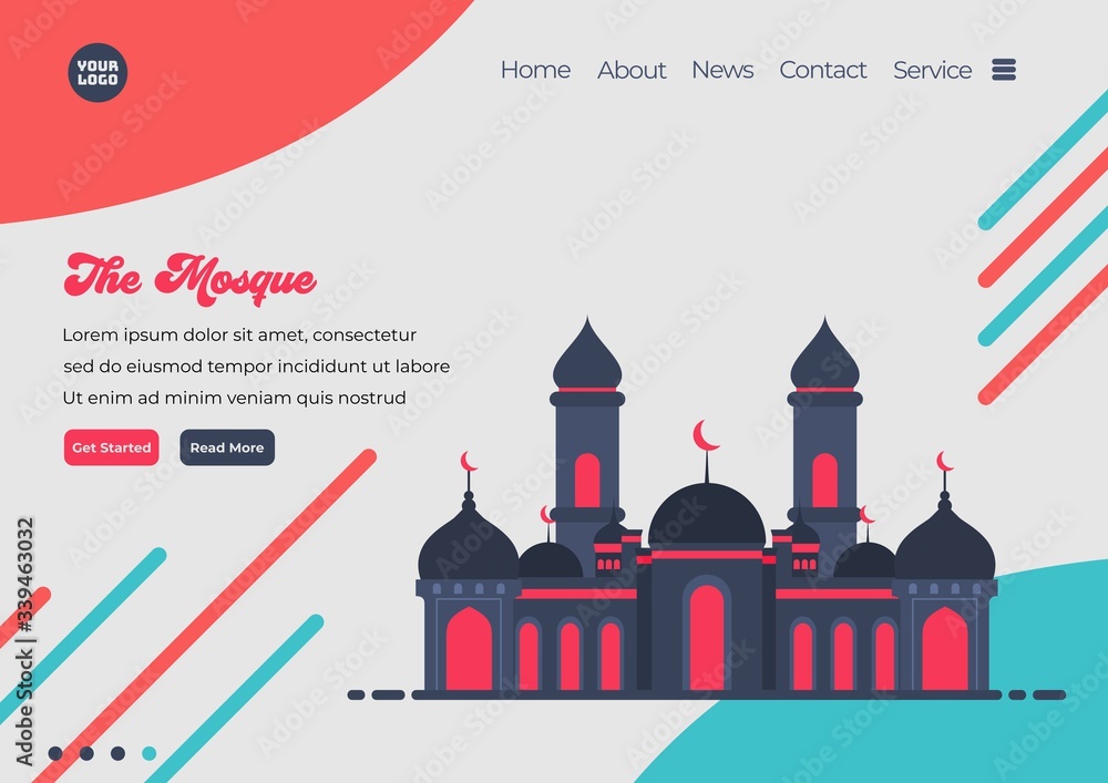 Fototapete landing page template of mosque illustration. modern flat design concept of web page design for webs