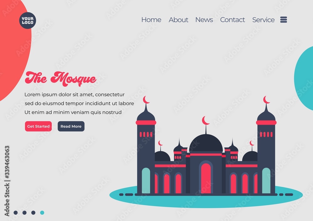 Fototapete landing page template of mosque illustration. modern flat design concept of web page design for webs