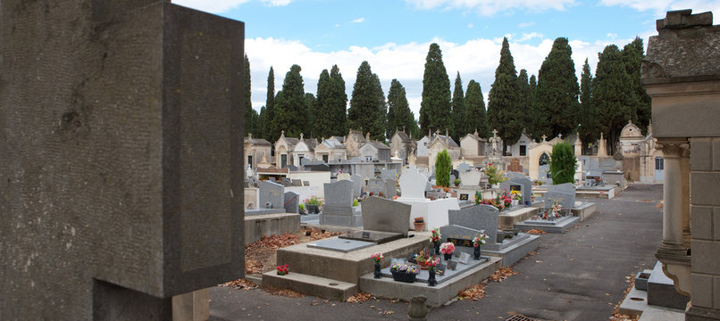 Graveyard. Cemetry at Capstange. France. Languedoc.