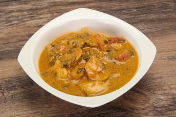 Traditional thai curry chicken soup