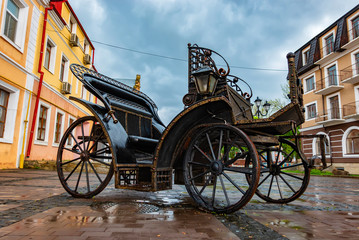 Old iron brougham in Kamenetz-Podolsk Ukraine
