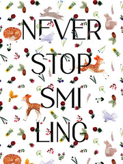 Ready to print postcard with message and botanical art