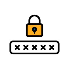 telework or telecommuting related computer or website login password with lock vector with editable stroke,