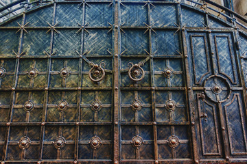 Forged iron gate in vintage style.