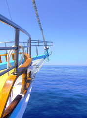 Beautiful view on landscape and sea, going forward from ship.