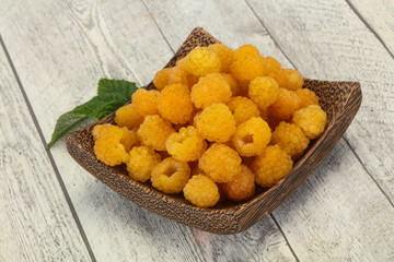 Sweet ripe tasty yellow raspberry