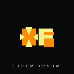 Obraz premium Modern creative shaped XF, FX, X, F logo. Initial Logo Designs Templete with Black Background. Vector Illustration 