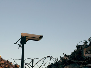 Security cctv camera. Big brother is watching you outside. surveillance camera