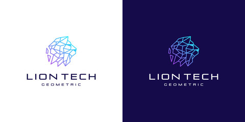 abstract polygon line lion head technology, logo design inspiration © suneo_99