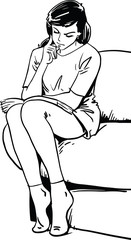 woman reading book vector illustration 