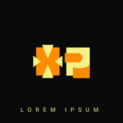 Obraz premium Modern creative shaped XP, PX, X, P logo. Initial Logo Designs Templete with Black Background. Vector Illustration 
