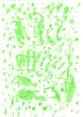 Watercolor background with green splashes. Grass on a white background.