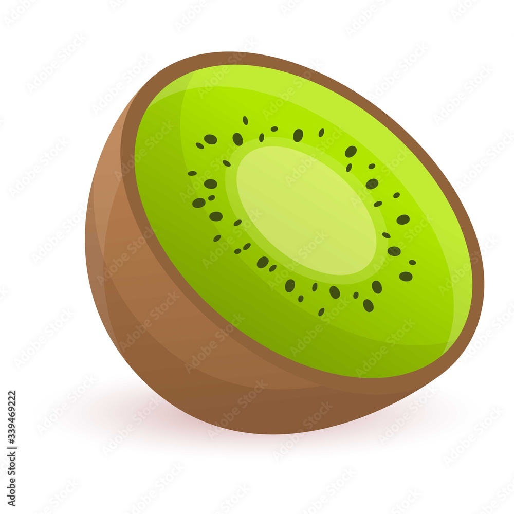 Poster half kiwi icon. cartoon of half kiwi vector icon for web design isolated on white background