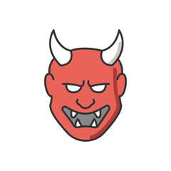 Japanese mask RGB color icon. Hannya face. Evil mythological creature from japan folklore. Noh theater attribute. Kabuki theater mask for drama perfomance. Asian souvenir. Isolated vector illustration