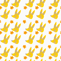 Fototapeta premium bright seamless pattern from eared chanterelles and flowers.