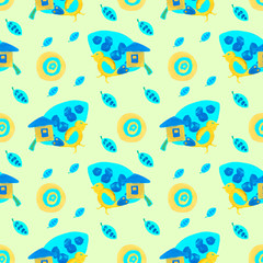 colorful childrens illustration for fabric or wallpaper.seamless pattern,acrylic