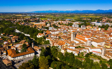 Fototapeta na wymiar Aerial view on the city Cividale del Friuli. Italy