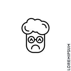 Depressed, sad, stressed emoji boy, man icon vector, emotion, sad symbol. Modern flat symbol web and mobil apps. Sad Emoticon Icon Vector Illustration. Outline Style. 