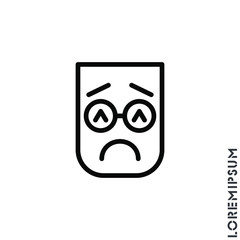 Sad and in a Bad Mood Emoticon Icon Vector Illustration. Outline Style. Depressed, sad, stressed emoji icon vector, emotion, sad symbol. Modern flat symbol web and mobil apps