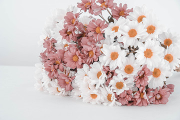 gift for a girl, a large bouquet of pink and white chrysanthemums