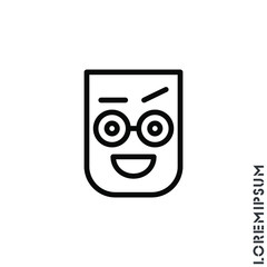 Happy Smile Eyes Open with a raised eyebrow Emoticon Icon Vector Illustration. Outline Style. Smile vector icon, happy symbol. Linear style sign for mobile concept and web design. Emoji symbol 