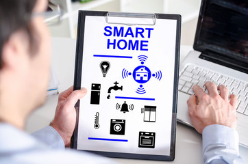 Smart home concept on a clipboard