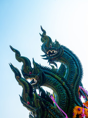 Fototapeta premium Nakorn Phanom, Thailand - Nov 16th, 2019: Naga handicraftmade from banana leaf