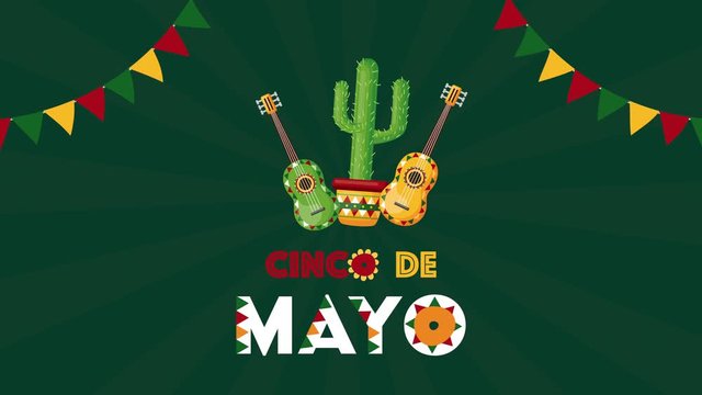 cinco de mayo celebration mexican with guitars and cactus