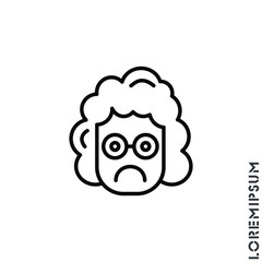 Sad girl, woman icon vector, emoticon symbol. Modern symbol for web and mobile apps. Very Sad Emoticon Icon Vector Illustration. Outline Style.