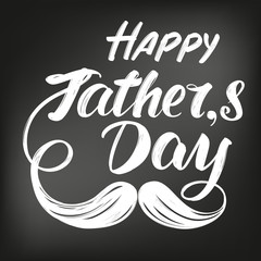 fathers day, family celebration, calligraphic text, emblem sign, hand drawn vector illustration sketch, drawn in chalk on a black board