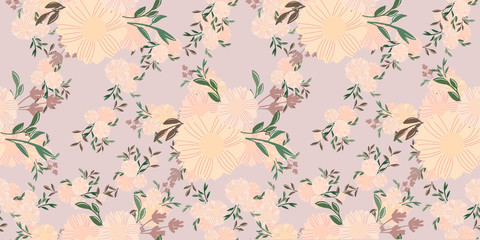 Fototapeta na wymiar Seamless floral pattern. Flowers texture. Simplicity flower surface pattern design. Ditsy print textile.