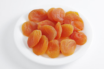Dried apricots in plate