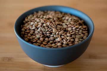 brown lentils in bowl