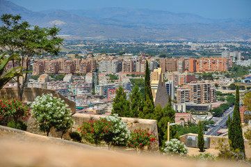 Fototapeta premium Panoramic aerial view of the famous tourist city of Alicante, Catalonia, Spain