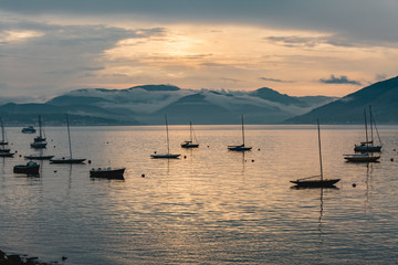 Schottland Firth of Clyde segelboot Abendrot