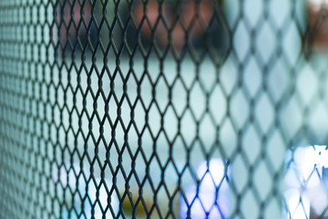 Fototapeta premium Black iron cage, focus is not clear Blurry on sadness days. Sadness concept, Imprisonment.