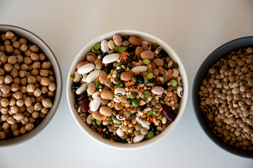 mixed legumes in bowl 
