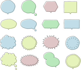 シンプルでおしゃれなパステルの吹き出し、線、ベクター