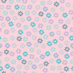 Snowflake pastel vector repeat pattern. Perfect for scrapbooking, wallpaper, stationary, homeware. Seamless print. 