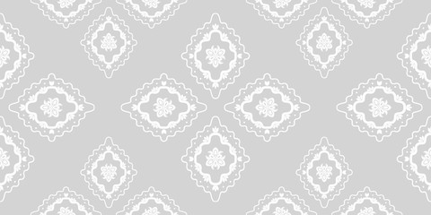 Flower damask ornate seamless pattern. Vector surface design for fabric, apparel textile, book, interior, wallpaper background